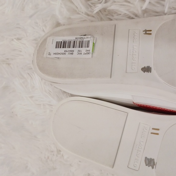 KARL LAGERFELD PARIS REMMY WHITE LEATHER SNEAKERS WITH CRYSTAL EMBELLISHED SZ 11 - Picture 14 of 16